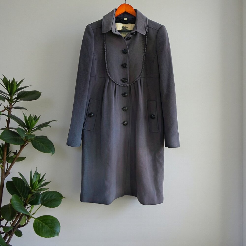 BURBERRY Wool Ruffle Placket Coat - Picture 13 of 14